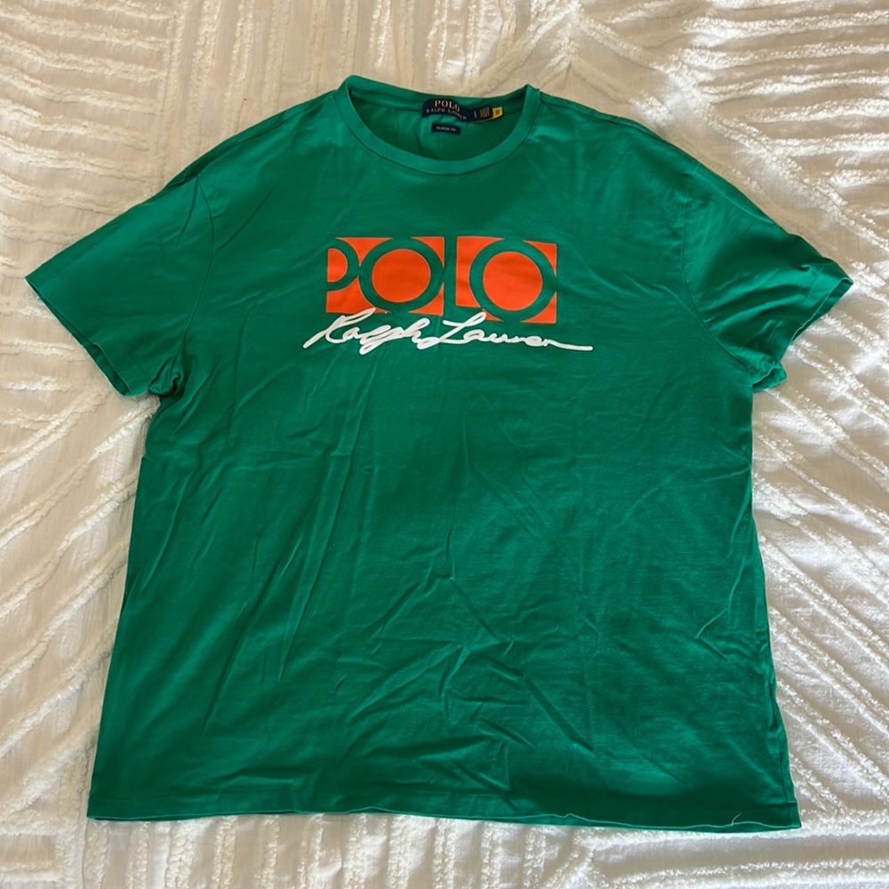 POLO Ralph Lauren Men’s Tee green and orange size LARGE